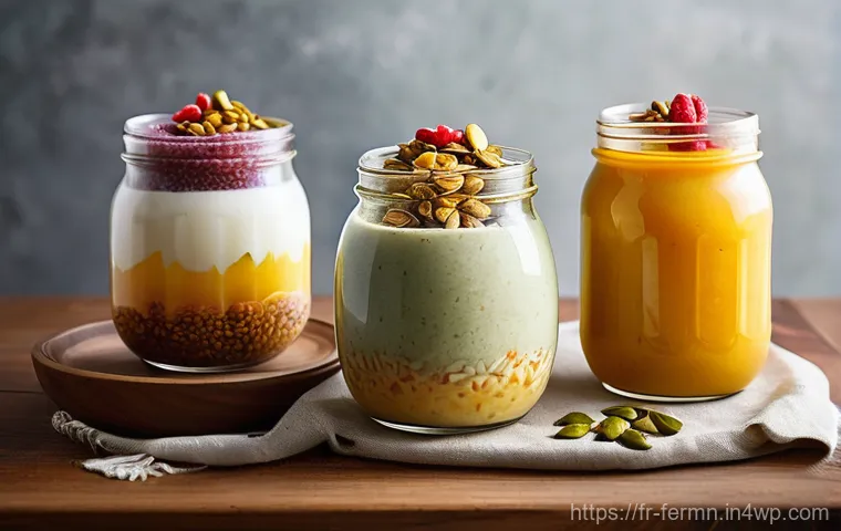 자가 발효로 만든 스무디볼 - A close-up shot capturing a person's hands gently holding a beautifully prepared fermented smoothie ...
