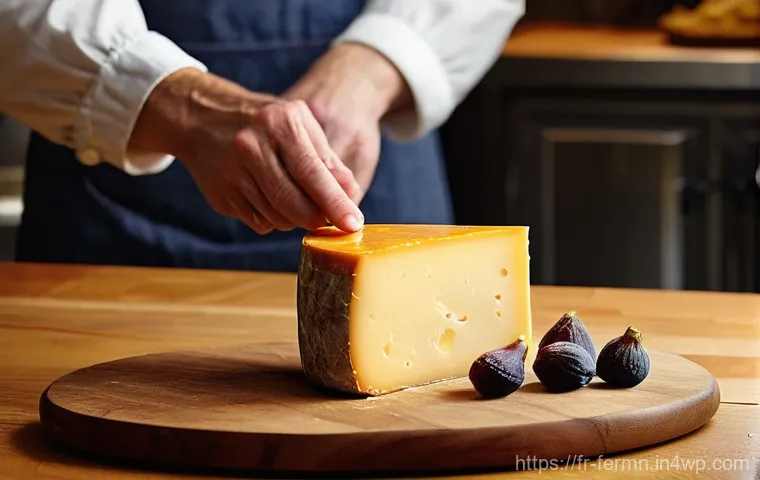 자가 발효 우유로 만드는 체다 치즈 - **Prompt 2: Precision in Curd Cutting**
    A high-angle, detailed shot focusing on the precise mome...