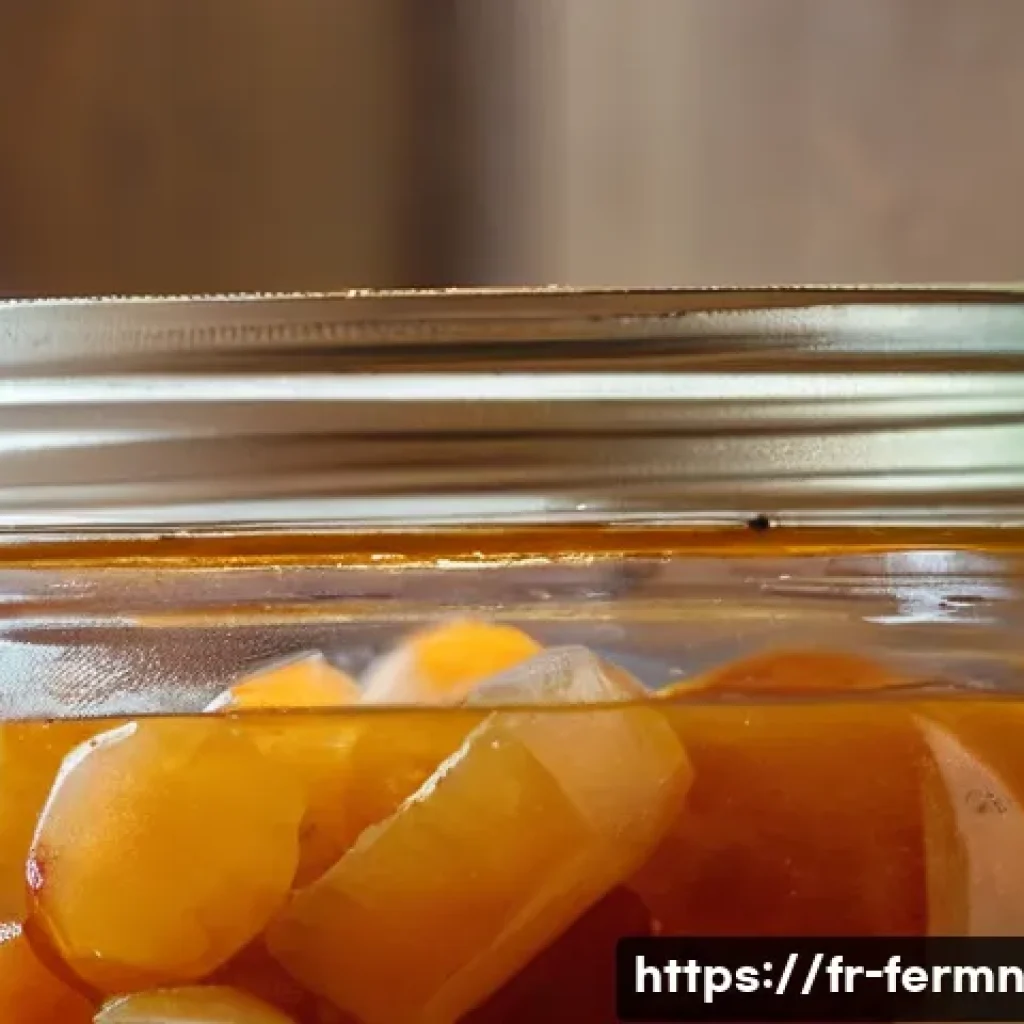자가 발효로 만든 건강한 탕수육 - A rustic kitchen scene featuring a clear glass jar filled with vibrant fermented sweet and sour sauc...